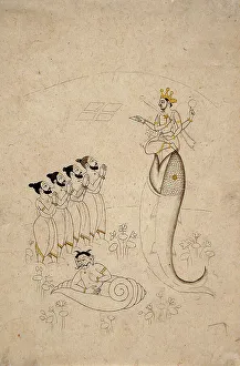 Line Drawing Prints: Matsya Avatar of Vishnu, between c1700 and c1725 or later. Creator: Unknown