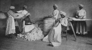 Booker T Prints: Mattress-making, 1904. Creator: Frances Benjamin Johnston