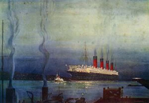 Cunard Gallery: The Mauretania at Cherbourg, c1930. Creator: Unknown