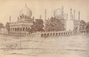 Ibrahim Prints: The Mausoleum of Ibrahim Shah, King of Bijapur, at Bijapur, 1821, (1936). Creator: Unknown