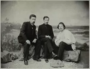 Russian Writer Gallery: Maxim Gorky, Ivan Bunin and Nikolai Teleshov, 1900. Artist: Anonymous