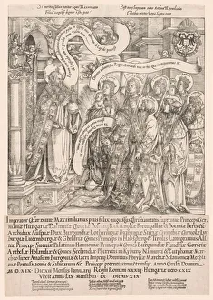 Maximilian Presented by His Patron Saints to the Almighty, 1519. Creator: Hans Springinklee