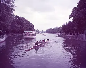 Rowing Boat Prints: May 'bumps' race on the Thames near Folly Bridge