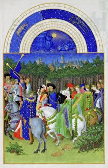 Medieval Illuminated Letter Gallery: May (Les Tres Riches Heures du duc de Berry), 1412-1416. Artist
