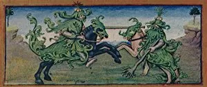 Book Of Hours Gallery: May - wild men jousting, 15th century, (1939). Creator: Robinet Testard