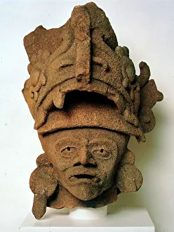 Earplug Prints: Mayan pottery incense burner in the shape of a head
