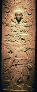 Sun God Prints: Mayan sculpture of a sun-god