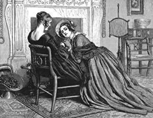 The Mayor of Casterbridge, by Thomas Hardy. She knelt down on the hearth, 1886. Creator: Robert Barnes