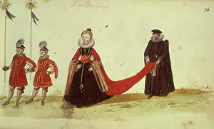 Mayoress Prints: Mayoress and attendants, c1621. Creator: Unknown