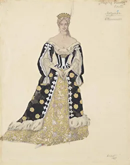 Mazurka dancer. Costume design for the ballet Sleeping Beauty by P. Tchaikovsky, 1921