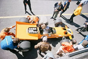 McLaren M74, Bruce McLaren 1969 British Grand Prix. Creator: Unknown