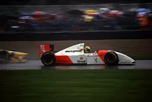 Ayrton Senna Gallery: McLaren MP4-8, Ayrton Senna 1993 European Grand Prix at Donington. Creator: Unknown