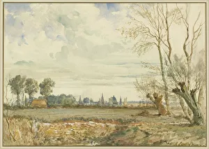 Meadows Prints: Meadows with a Distant View of Oxford, 1830s. Creator: Thomas Shotter Boys