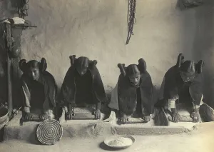Grain Prints: The mealing trough-Hopi, c1906. Creator: Edward Sheriff Curtis