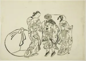 Measuring Daikokus height, no. 5 from a series of 12 prints, c. 1708