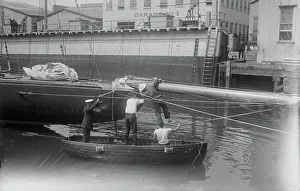 Graving Dock Prints: Measuring SHAMROCK, between c1915 and c1920. Creator: Bain News Service