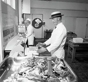 Food Industry Prints: Meat packing at a South Yorkshire meat processing company, 1972. Artist: Michael Walters
