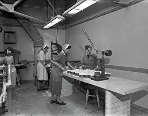 Hair Net Prints: Meat pie production, Rawmarsh, South Yorkshire, 1959. Artist: Michael Walters