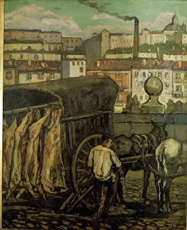 Carcass Prints: The meat wagon, 1919. Creator: Jose Gutierrez Solana