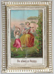 Greeting Card Prints: Mechanical box-shaped greeting card: dancing and bucolic scene