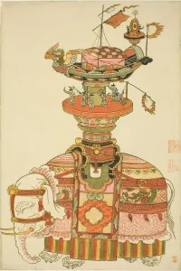 Clockwork Prints: Mechanical Elephant with Festival Barge and Korean Musicians, c. 1765