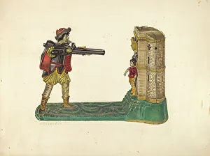 Taking Prints: Mechanical Toy Bank, c. 1940. Creator: Milton Bevier