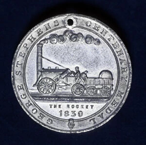 Medal commemorating the centenary of the birth of George Stephenson, railway engineer, 1881