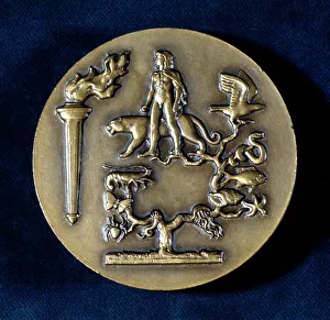 Medal commemorating Jean Baptiste de Monet, Chevalier de Lamarck, French biologist, 20th century