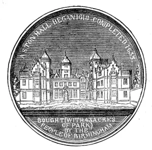 Amenities Prints: Medal Commemorative of the Opening of Aston Park and Hall by Her Majesty