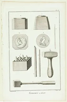 Encyclopedia Prints: Medal Engraving, from Encyclopédie, 1762/77. Creator: A. J. Defehrt