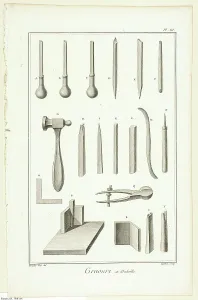 Chisel Prints: Medal Engraving, from Encyclopédie, 1762/77. Creator: A. J. Defehrt