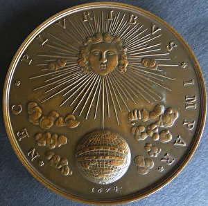 Absolutism Gallery: Medal Louis XIV Nec pluribus impar, 1674. Creator: West European Applied Art