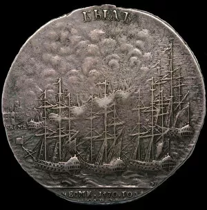 Russian Fleet Gallery: Medal for the Victory of Chesma. Reverse, 1770