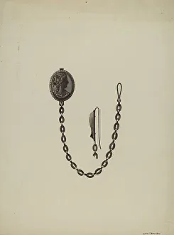 Relief Carving Prints: Medallion and Chain, c. 1936. Creator: Dana Bartlett