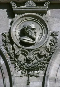 Medallion of Fray Luis de Leon (1527-1591), National Library, Madrid, Spain, 2001. Creator: LTL