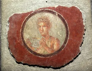 Soprintendenza Archeologica Di Pompei Prints: Medallion with a male figure holding a kantharos