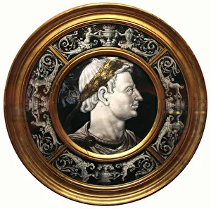 Domitian Prints: Medallion with a portrait of the Roman Emperor Domitian, 16th century