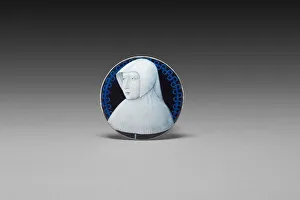 Medallion, probably Margaret of Lorraine (recto); the Virgin Seated on a Throne... c