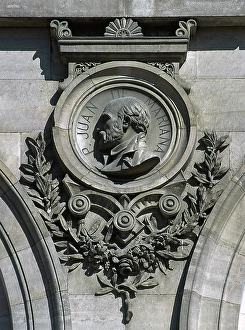 Medallion relief of Juan de Mariana (1536-1624), National Library, Madrid, Spain, 2001. Creator: LTL