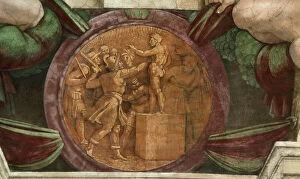 Buonarroti Gallery: Medallion represents the Destruction of the Statue of the God Baal... 1508-1512