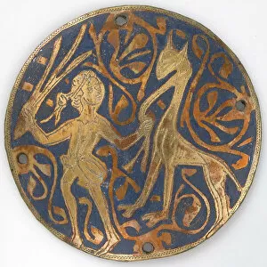 Leading Gallery: Medallion with Youth Leading Long-necked Animal, French, ca. 1240-60. Creator: Unknown