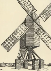 Marjorie Courtney Prints: A Mediaeval Windmill, (1931). Artist: Charles Henry Bourne Quennell
