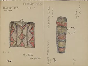 Case Prints: Medicine Bag and Feather Case, 1935. Creator: Mary Berner