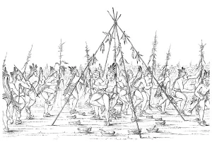 Myers And Co Prints: Medicine men dance around a cooking pot giving thanks to the Great Spirit
