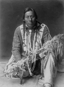 Blackfeet Prints: A medicine pipe-Piegan, c1910. Creator: Edward Sheriff Curtis
