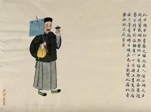 Street Vendor Prints: A medicine seller: shaking a rattle to attract attention