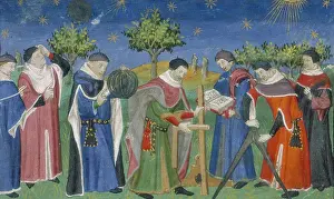 Observing Prints: Medieval astrologers and surveyors at work, 15th century. Creator: Unknown