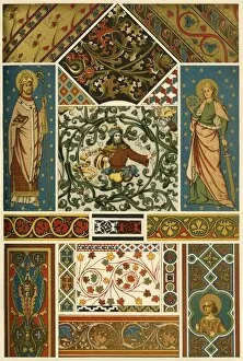 Medieval ceiling and wall painting, (1898). Creator: Unknown