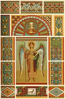 Symmetrical Prints: Medieval wall painting, (1898). Creator: Unknown