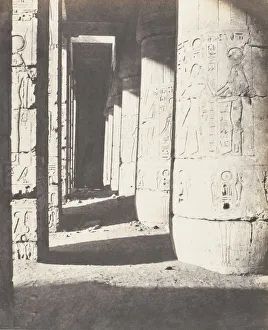 Felix Teynard Prints: Medinet-Abou (Thebes), Constructions Posterieures - Deuxieme Cour - Ga